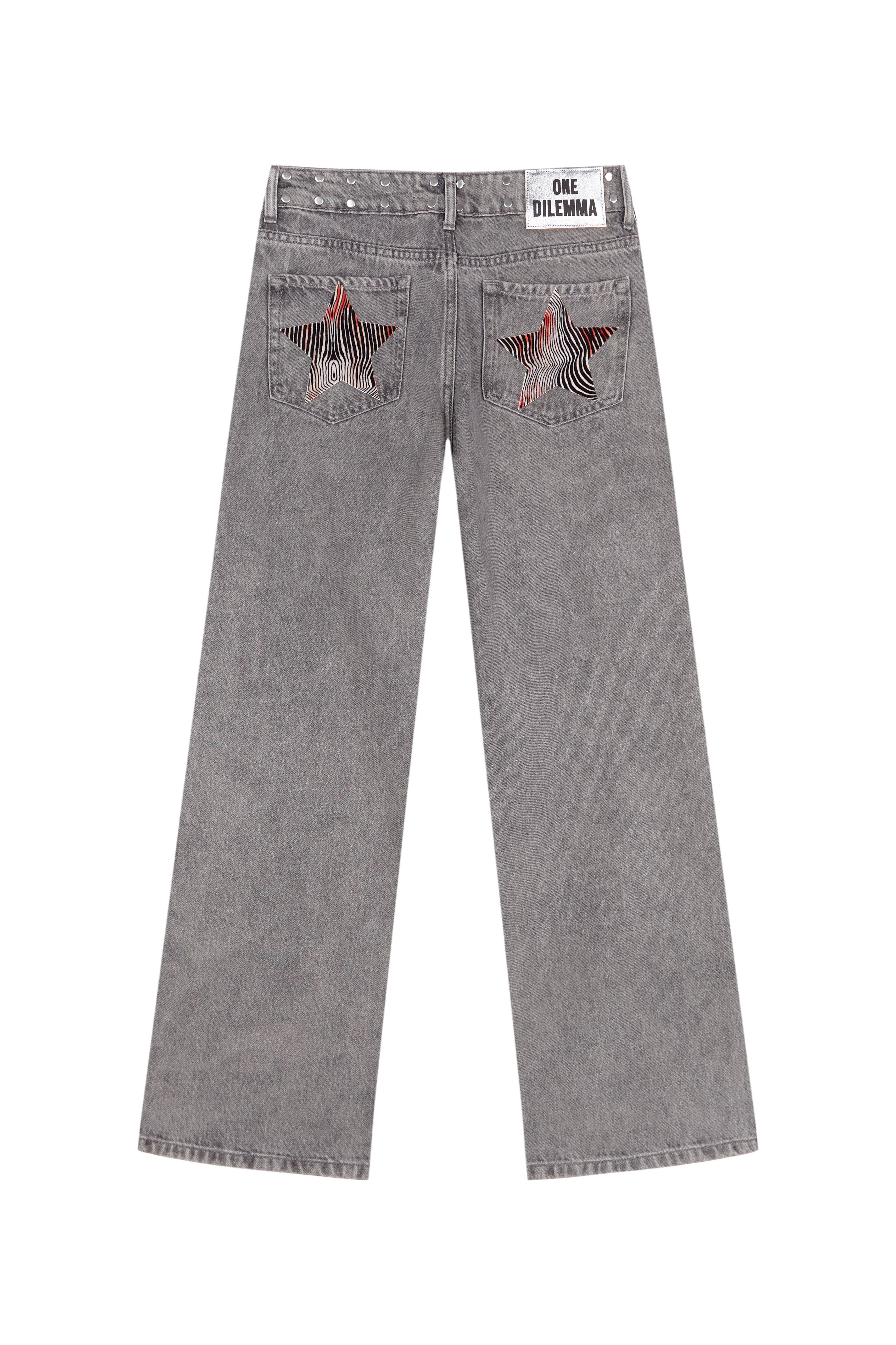 GREY JEANS ZEBRA STAR