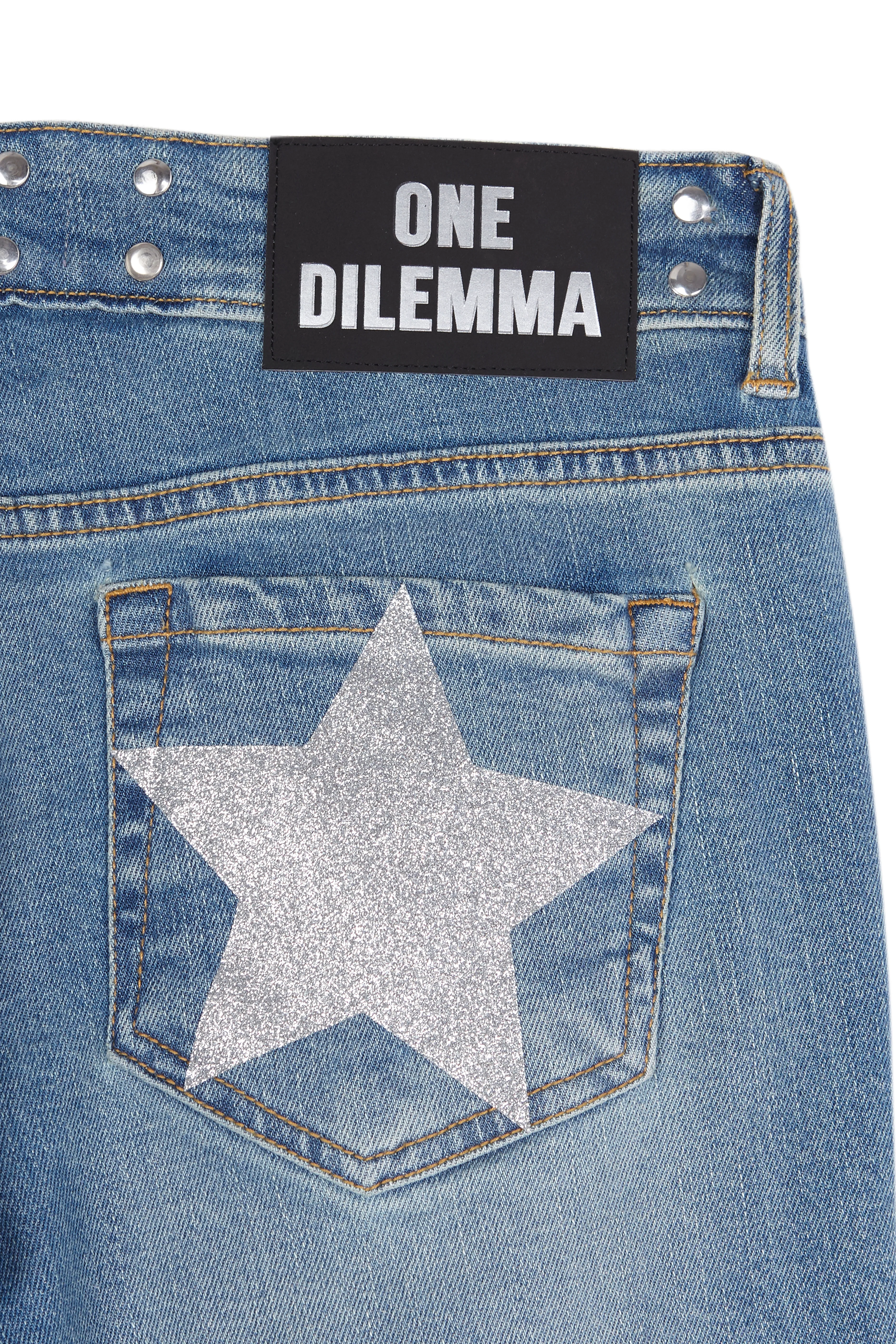 SHINY STARS FLARED BLUE JEANS - Image 4
