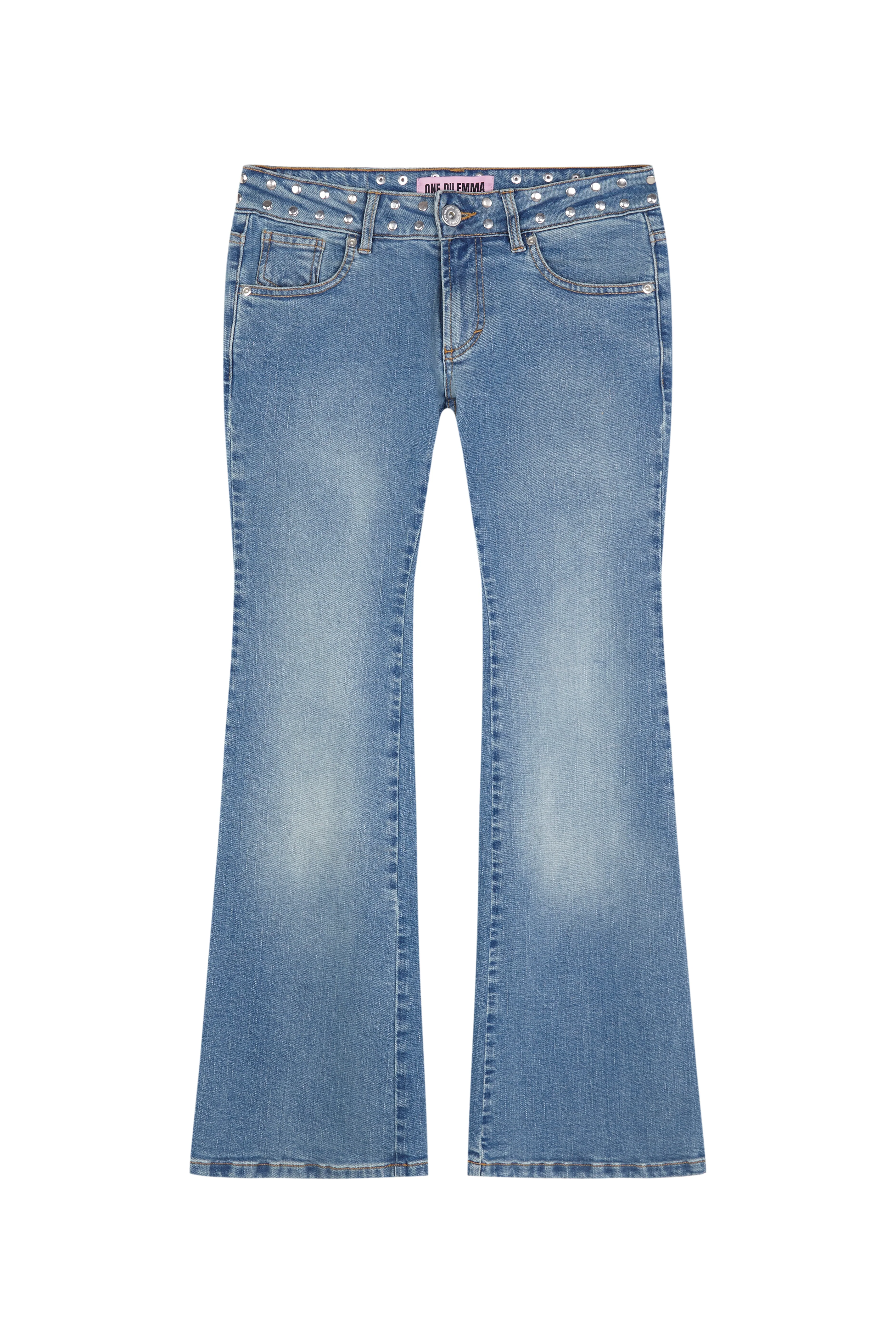 SHINY STARS FLARED BLUE JEANS - Image 6