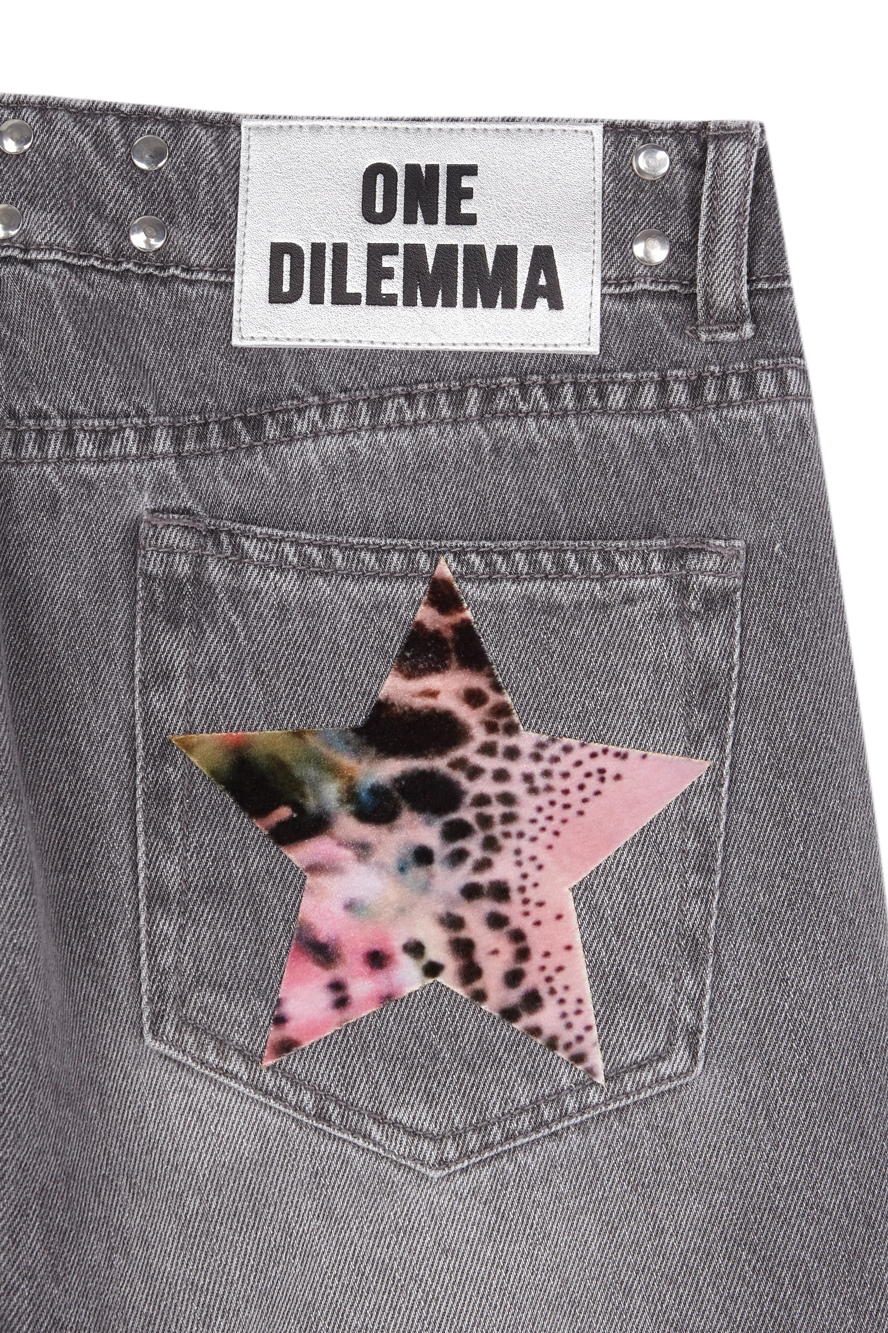 PRINT STARS FLARED GREY JEANS - Image 2