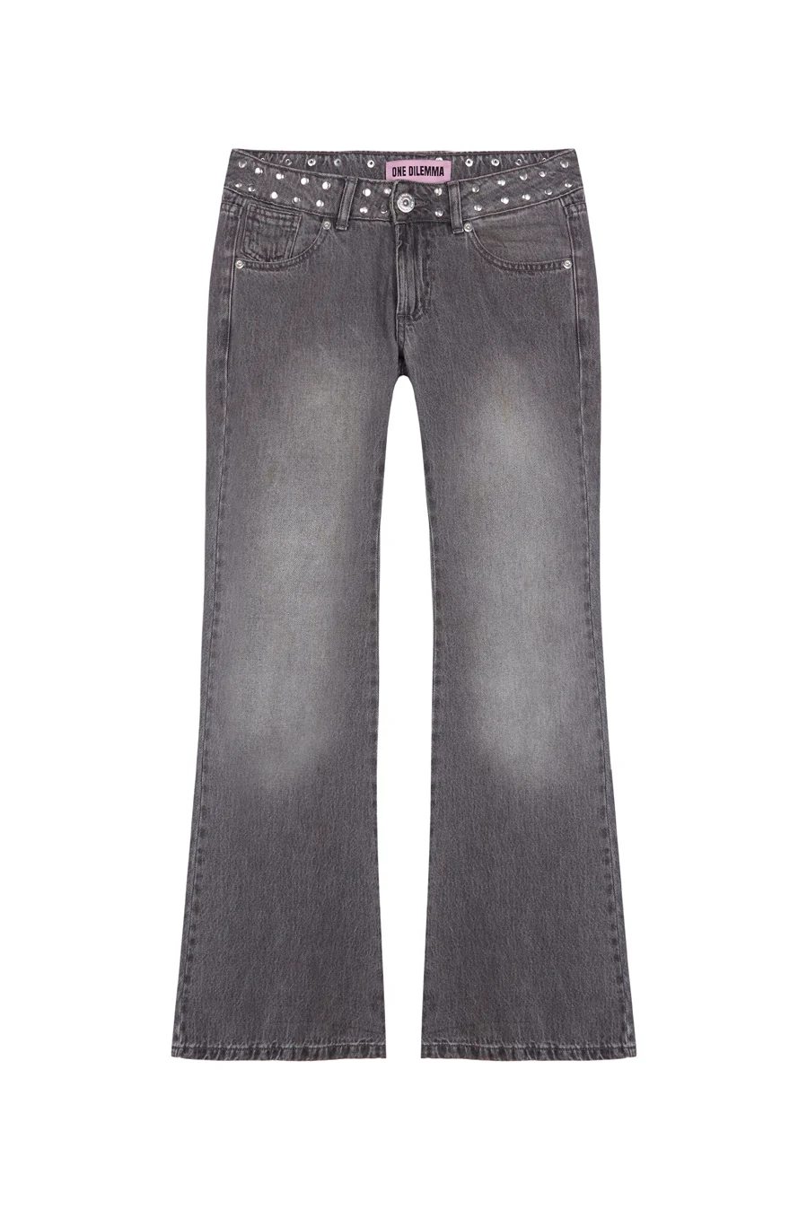 PRINT STARS FLARED GREY JEANS - Image 3