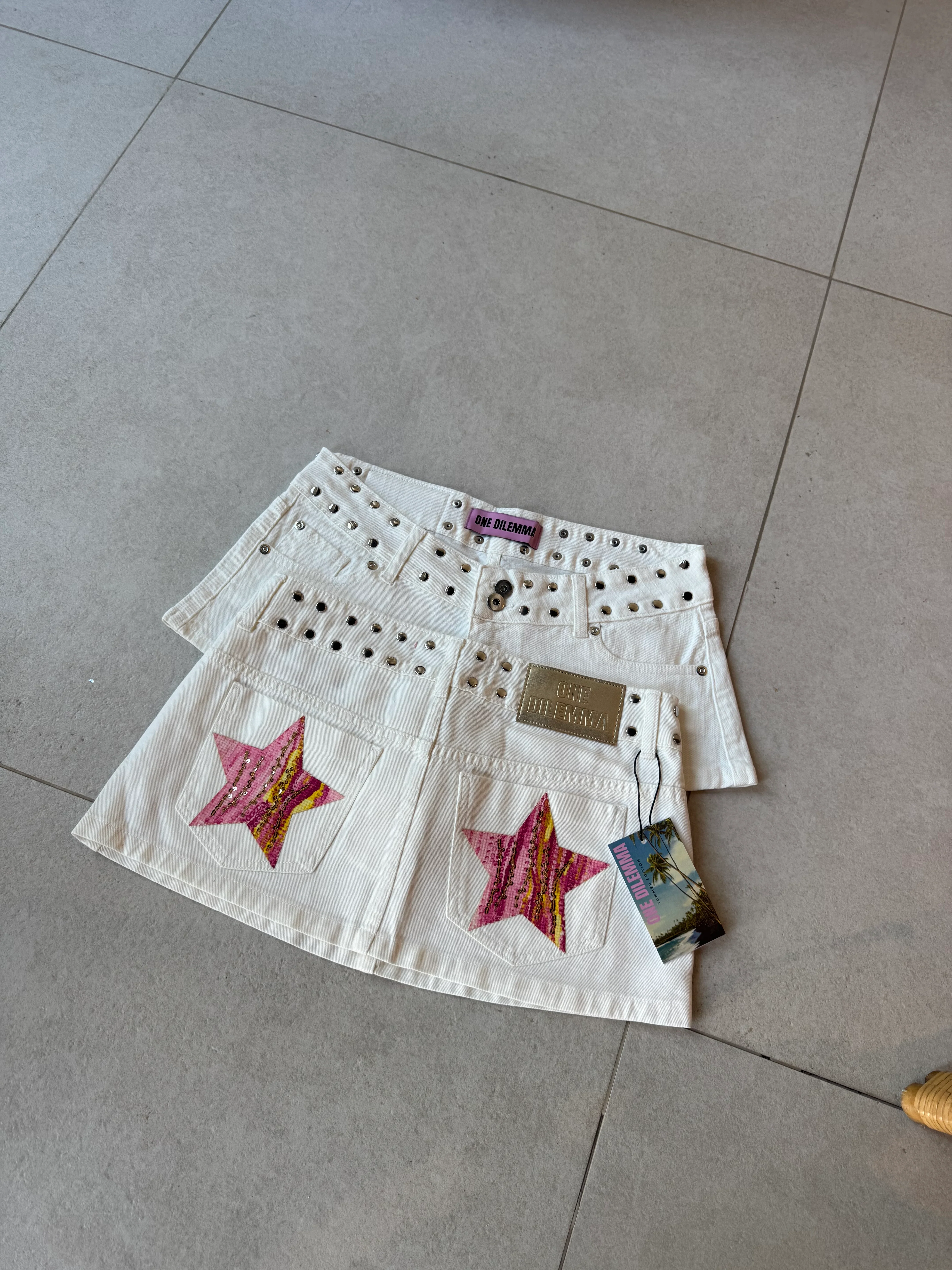 Mini-skirt pink print stars - Image 3
